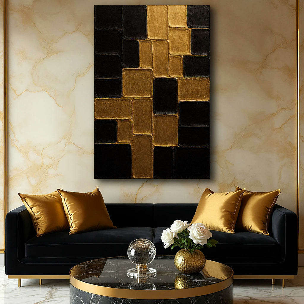 Contemporary Black and Gold Wall Art II