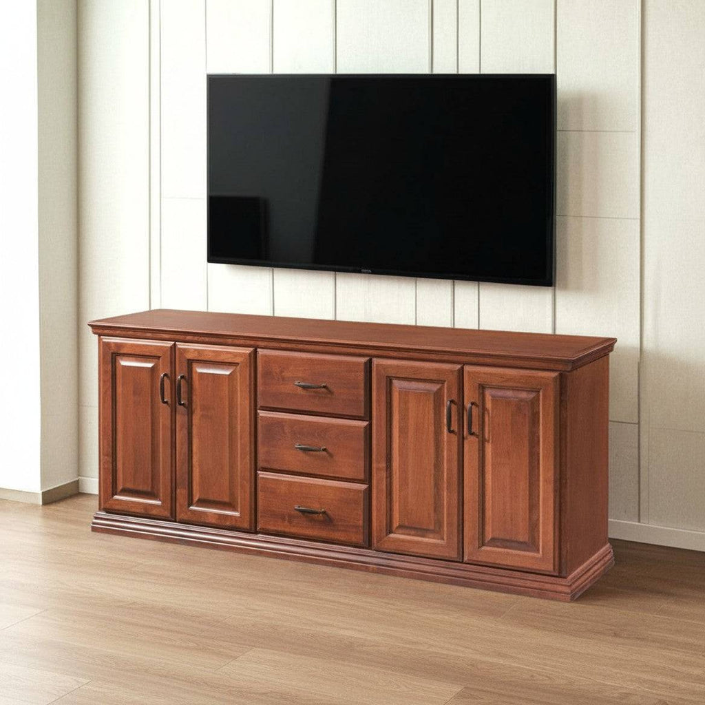 Traditional Alder CN9 75 Inch TV Console - Handcrafted Solid Wood