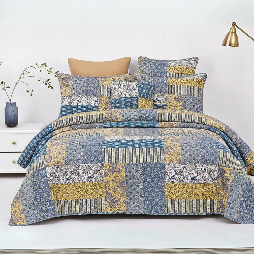 DaDa Bedding Honey Cove Garden Floral Paisley Cottage Patchwork Bedspread Set (JHW-957)