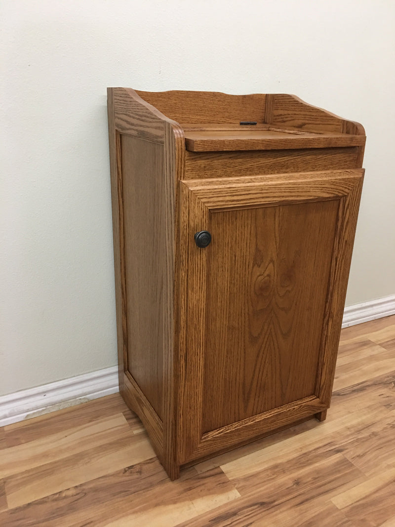 Traditional Oak Trash Recycle Pet Food Bin Holder