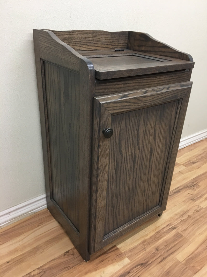 Traditional Oak Trash Recycle Pet Food Bin Holder