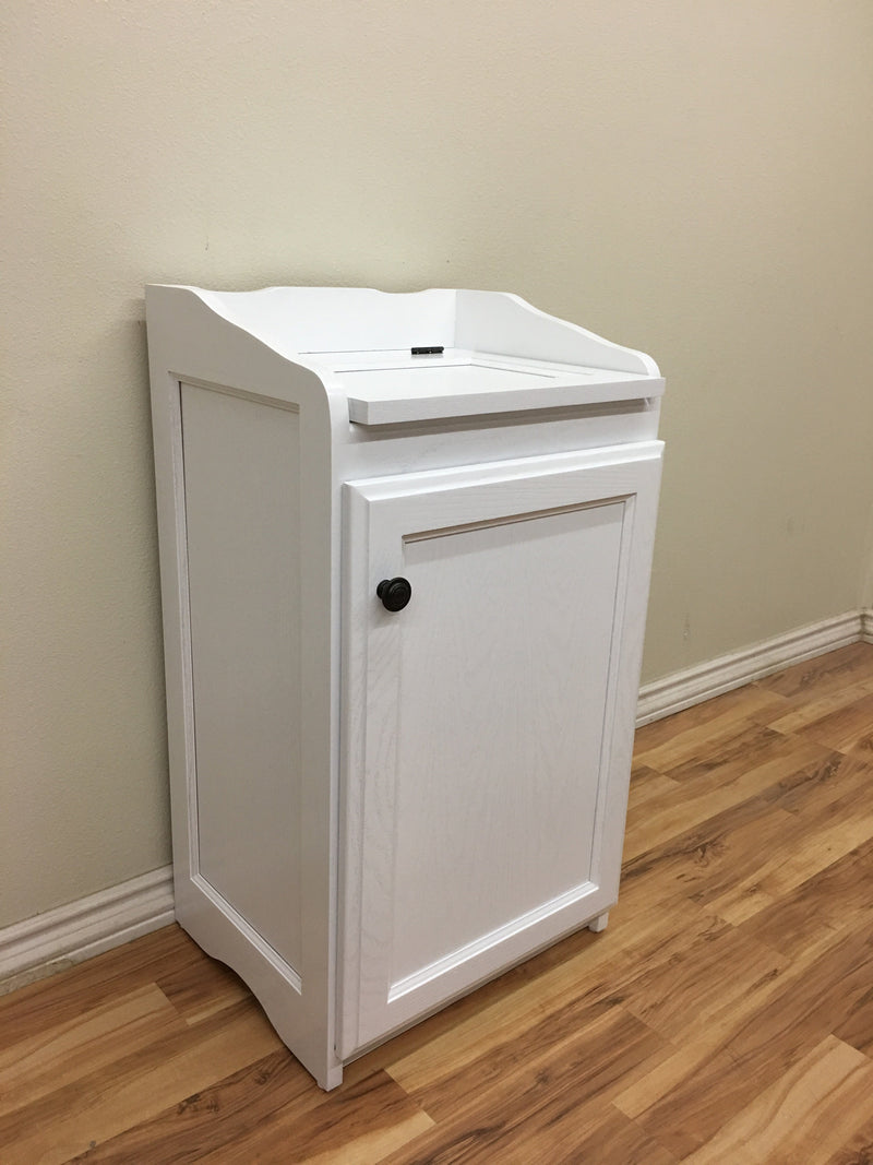 Traditional Oak Trash Recycle Pet Food Bin Holder