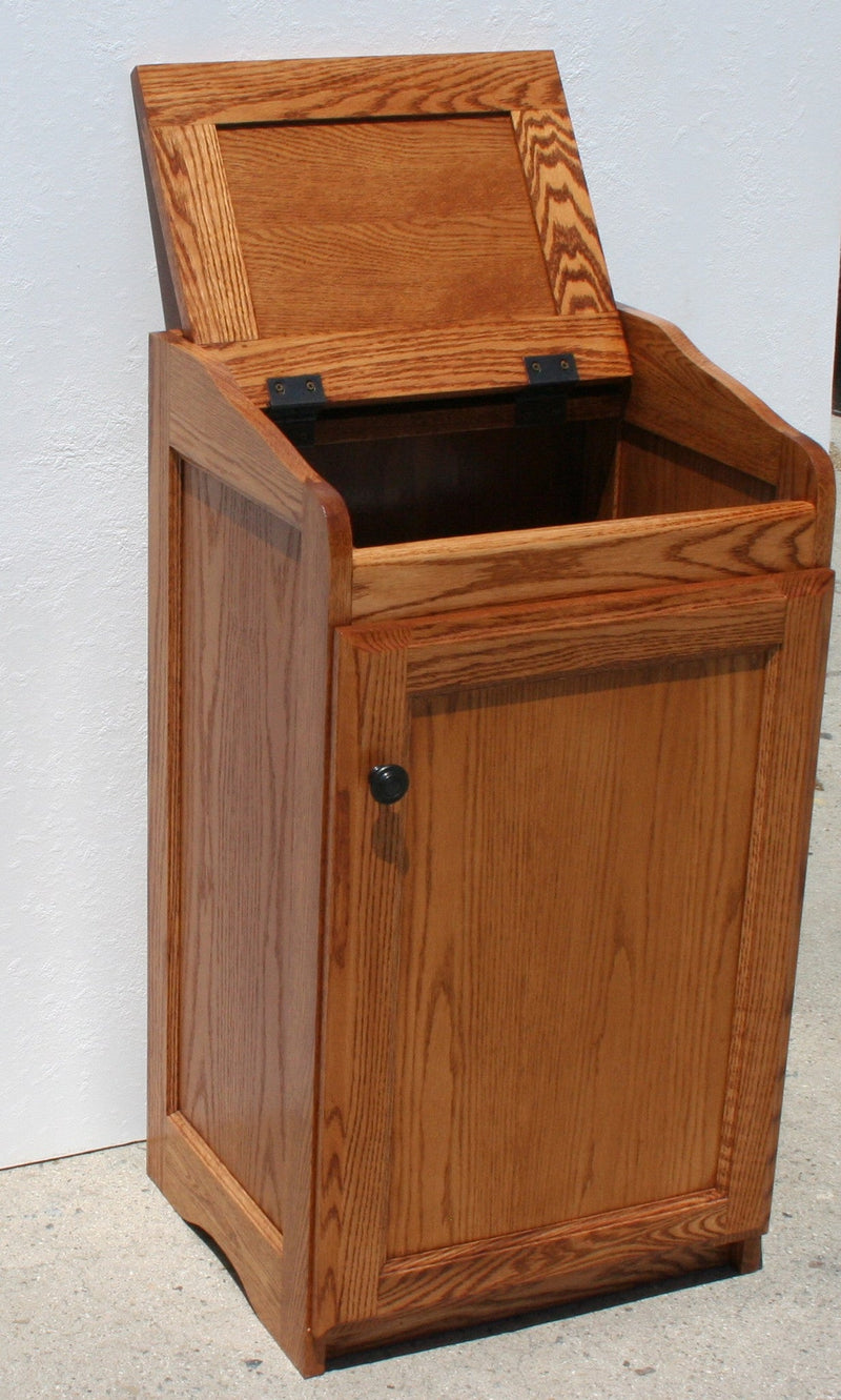 Traditional Oak Trash Recycle Pet Food Bin Holder