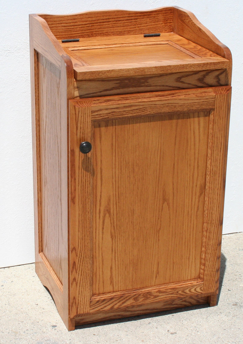 Traditional Oak Trash Recycle Pet Food Bin Holder