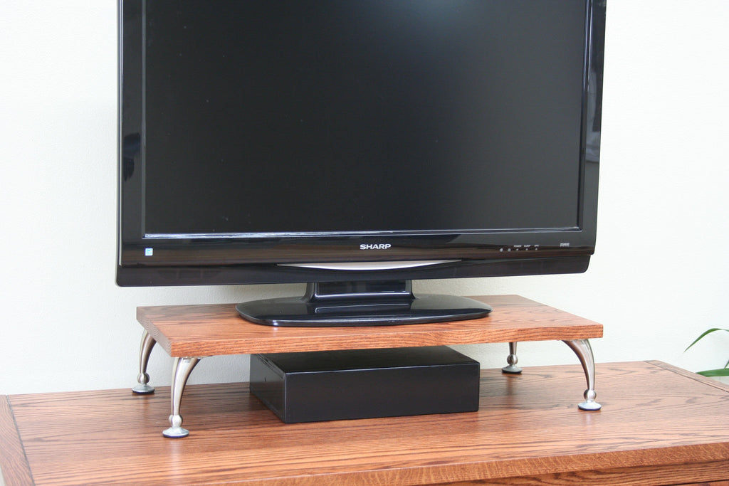 Oak Pillar Leg TV Riser