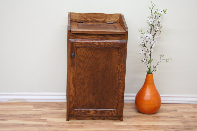 Traditional Oak Trash Recycle Pet Food Bin Holder