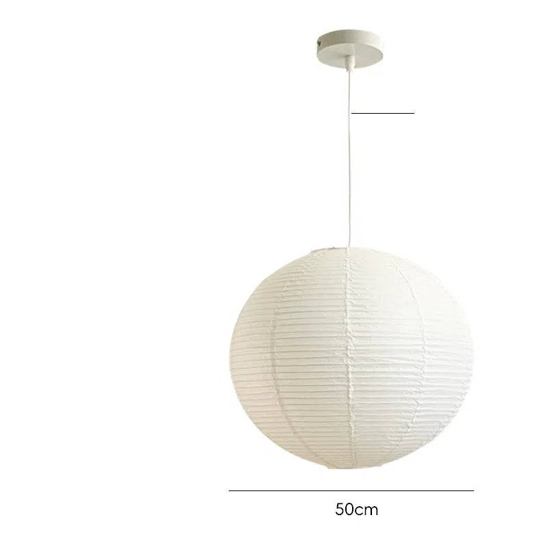 50cm Japanese Rice Paper Pendant Light with adjustable wire, offering soft ambient lighting for modern home spaces.