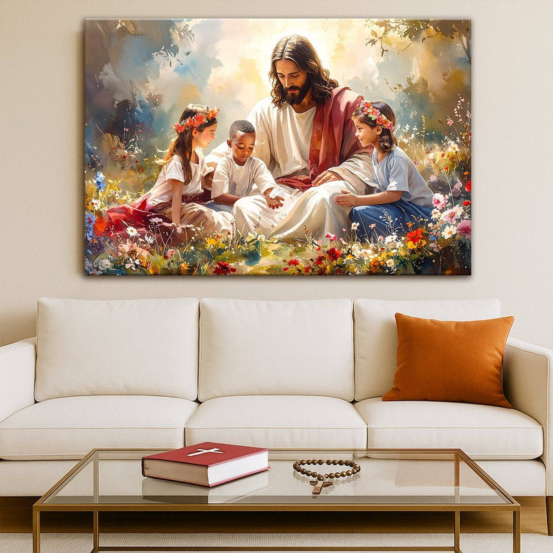 Jesus With Children Faith Wall Art IX