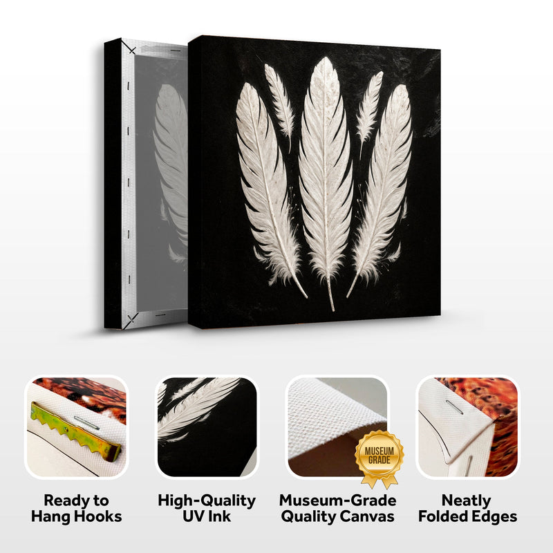 Minimalist Monochrome Feather Wall Art
