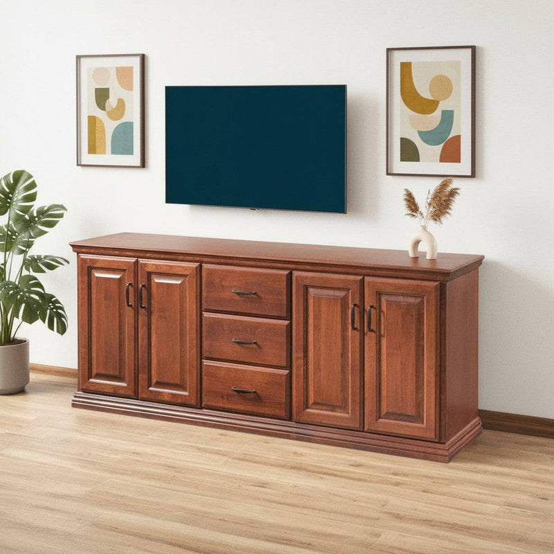 Traditional Alder CN9 75 Inch TV Console - Handcrafted Solid Wood