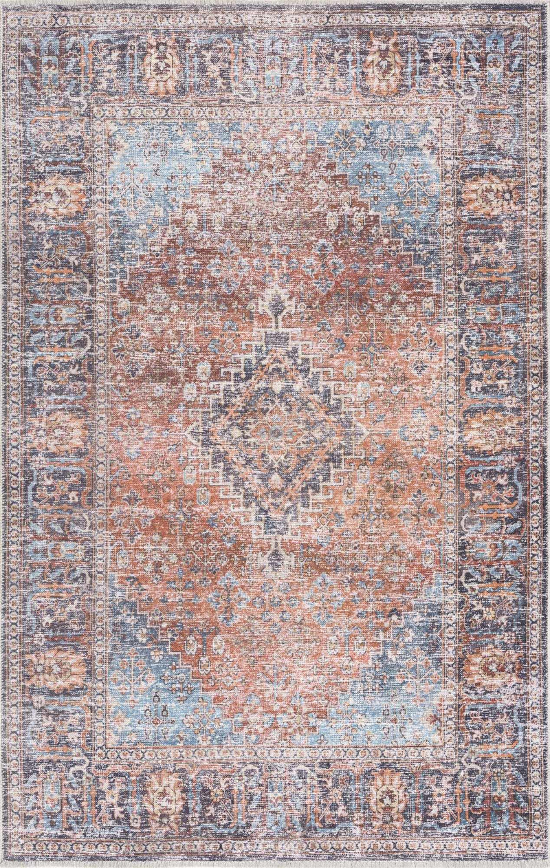 Blue Burgundy Holi-2302 Washable Area Rug