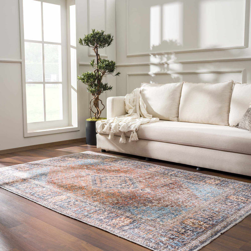 Blue Burgundy Holi-2302 Washable Area Rug