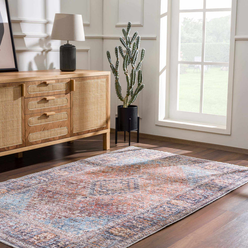 Blue Burgundy Holi-2302 Washable Area Rug