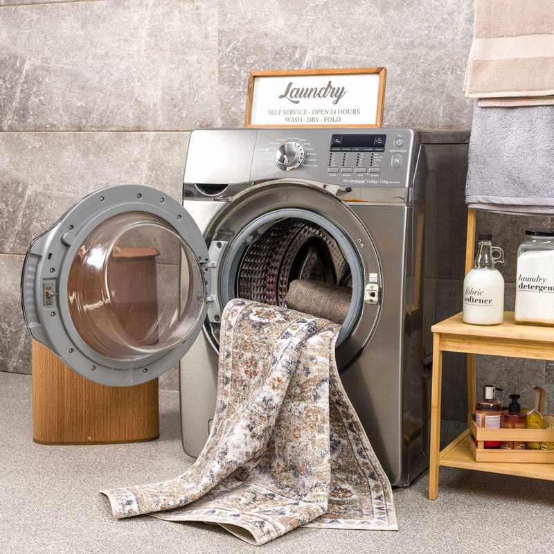 Beige Hiti Washable area rug