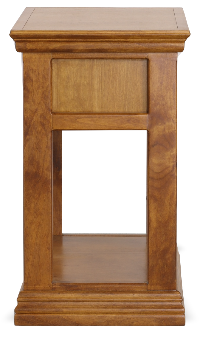 Traditional A-T251 Alder Chairside Table in natural alder finish, highlighting its handcrafted American-made quality and timeless design.