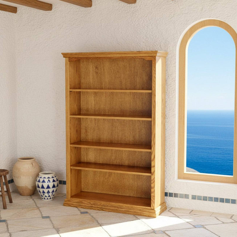 Traditional Oak 30" wide open bookshelf for furniture and shelving