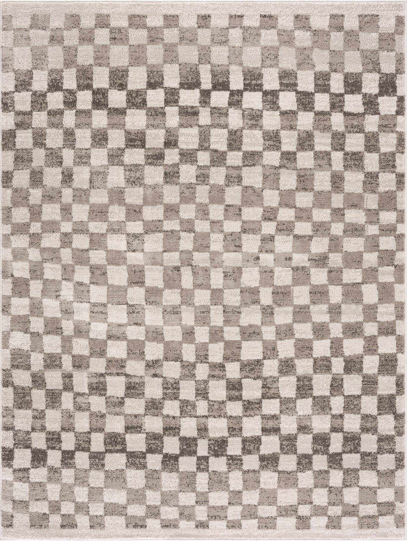 Benjy Beige Checkered Area Rug