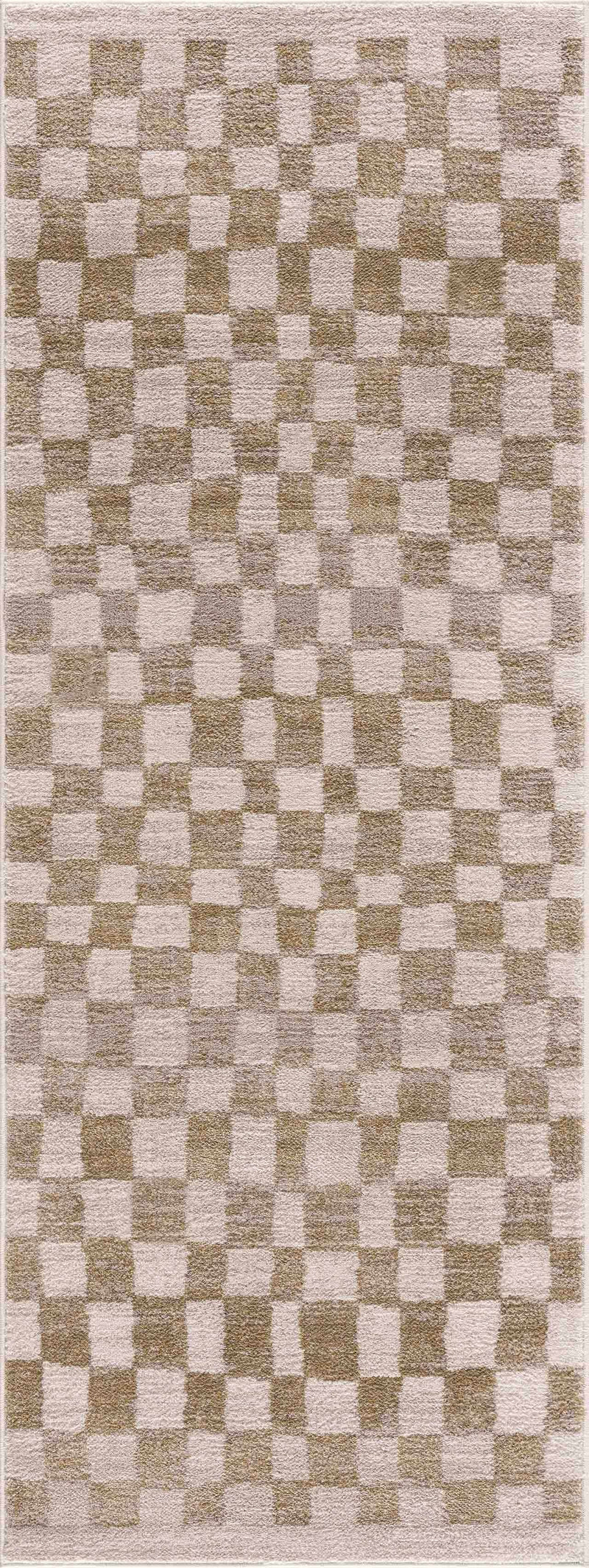 Benjy Cream & Gold Checkered Area Rug