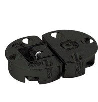 Black finish Drop-Down Hinge-Sugatsune ideal for writing desk applications, supports 5/8"-3/4" door thickness with overlay coverage.