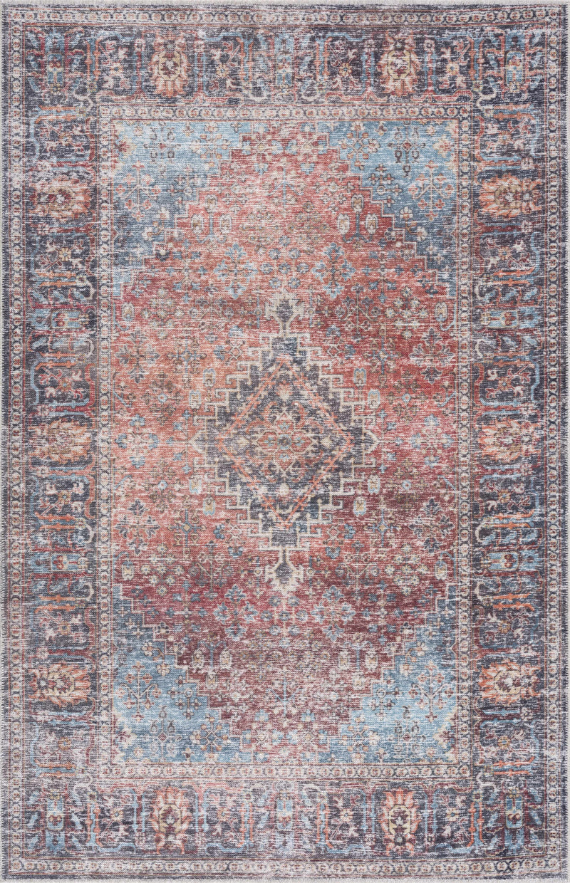 Blue Burgundy Holi-2302 Washable Area Rug