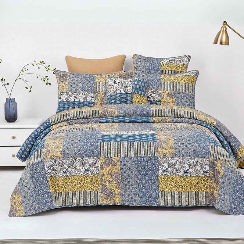 DaDa Bedding Honey Cove Garden Floral Paisley Cottage Patchwork Bedspread Set (JHW-957)