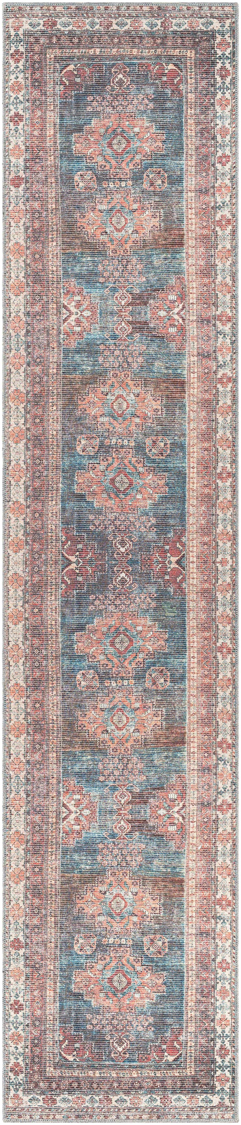 Baltinglass Rust & Blue Washable Area Rug