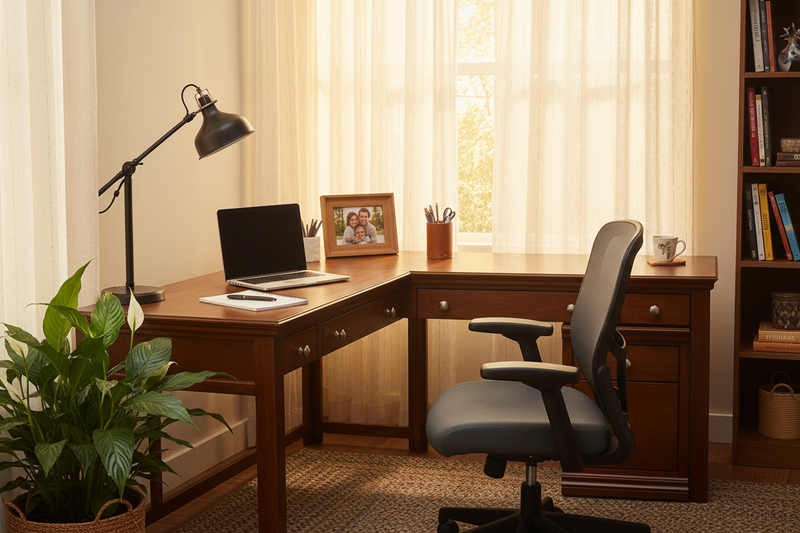 Cozy office corner setup