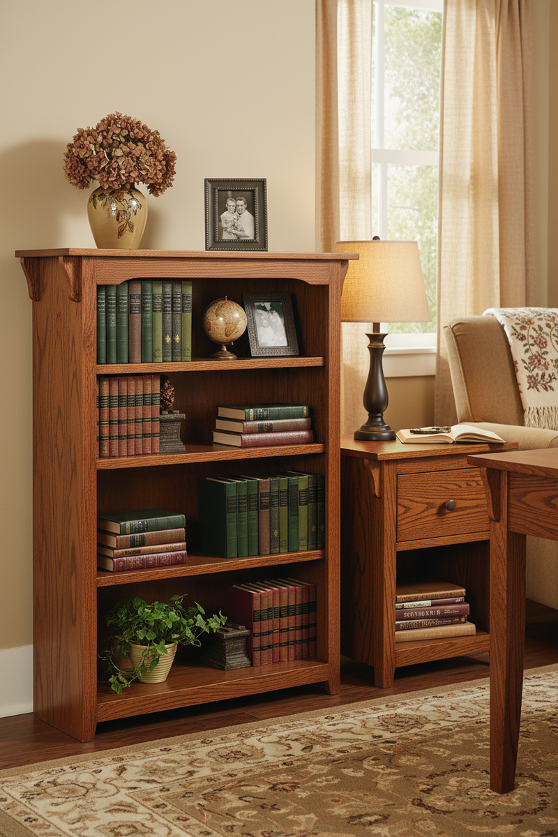 Mission Oak 36"H Bookcase - Office Setting