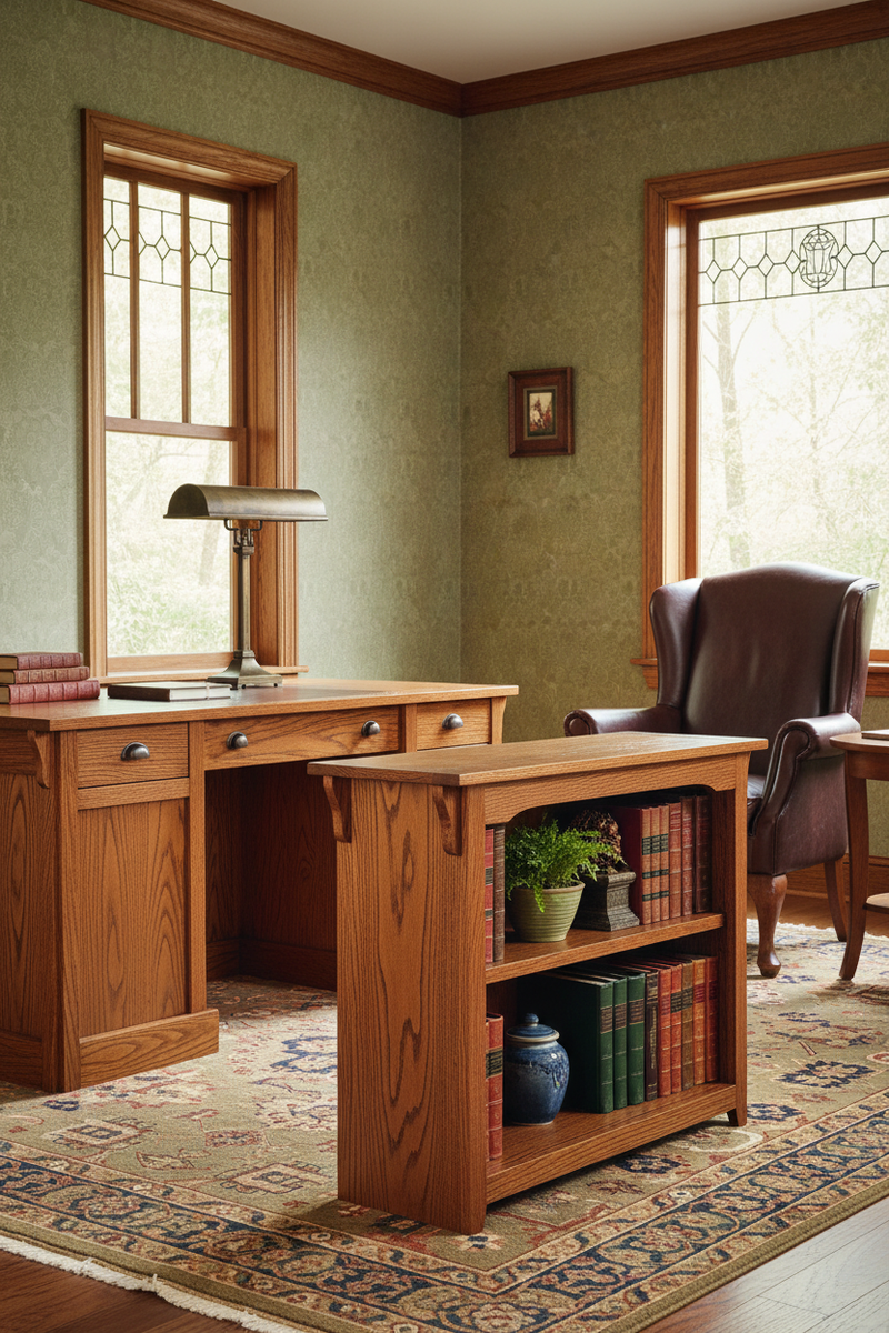 Mission Oak Bookcase - Office Setting