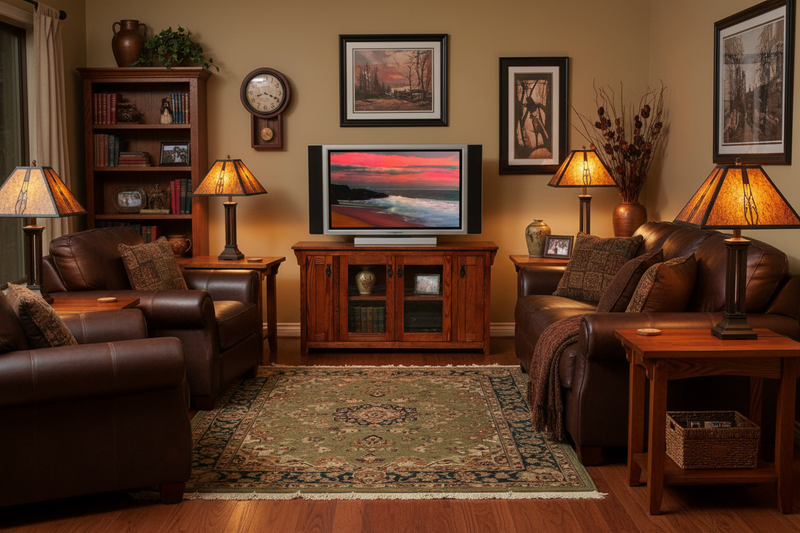 Mission Oak TV Stand - Den Scene