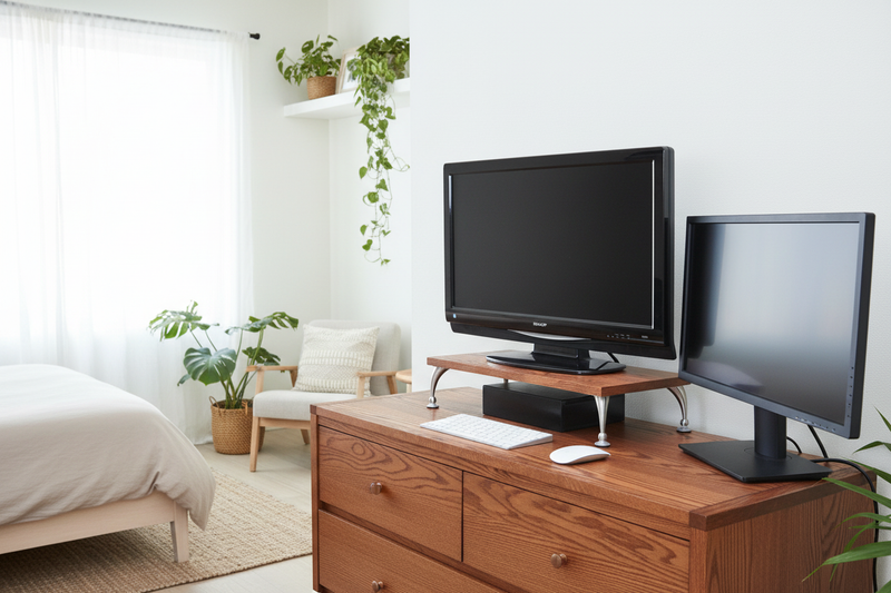 Monitor riser on dresser