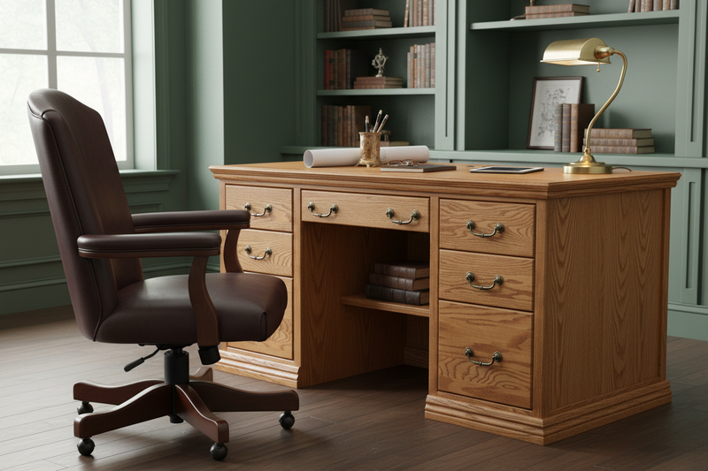 O-T653 Executive Desk - Front Angle Shelf