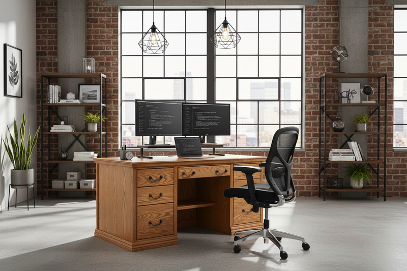 O-T653 Executive Desk - Industrial Modern Corrected