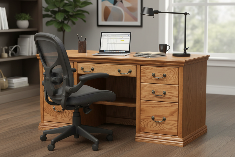 O-T653 Executive Desk - Knee Hole Shelf View