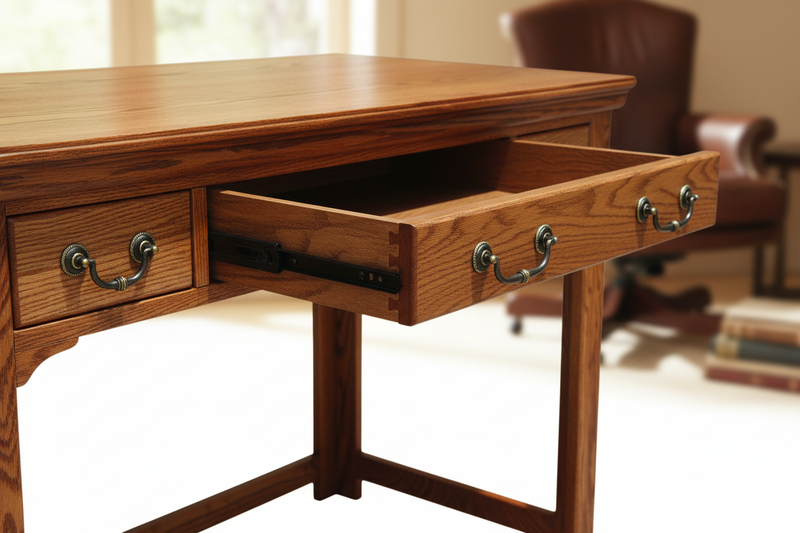 Traditional Oak 36" Laptop Desk - Craftsmanship Detail