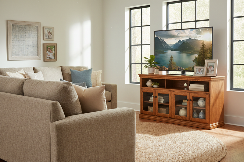 Traditional Oak TV Stand - Farmhouse Living Room